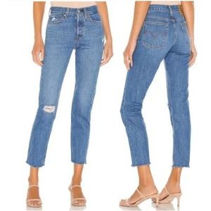 Levi's Premium Denim Wedgie Icon Athens Hera High Rise Raw Hem Jeans 26 NWT